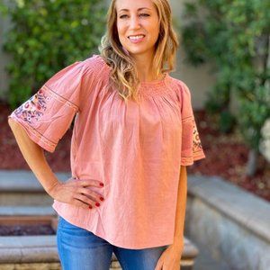 NWT Easel Floral Sleeve Off Shoulder Top